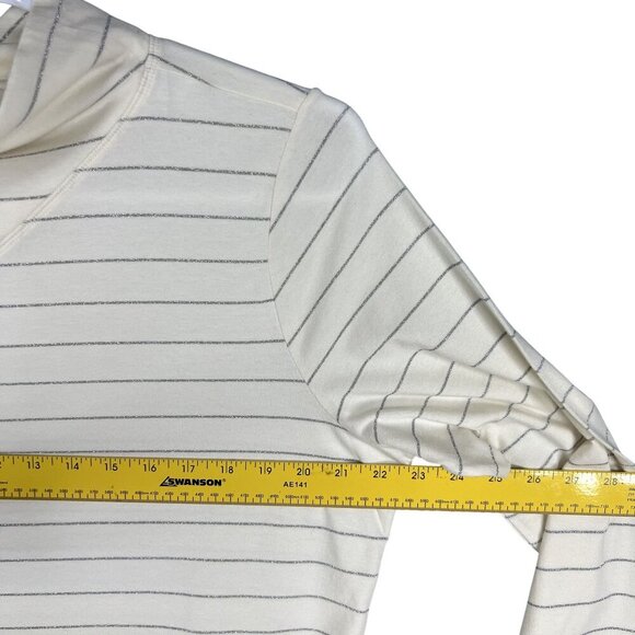 T by Talbots NWT Womens 1X Long Sleeve Metallic Striped Cowl Neck Top Nautical - Picture 10 of 16